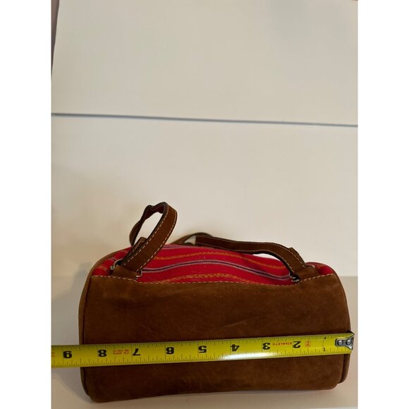 Handmade Guatemalan Red & Brown Leather Trim Backpack With Adjustable Straps - Picture 6 of 10